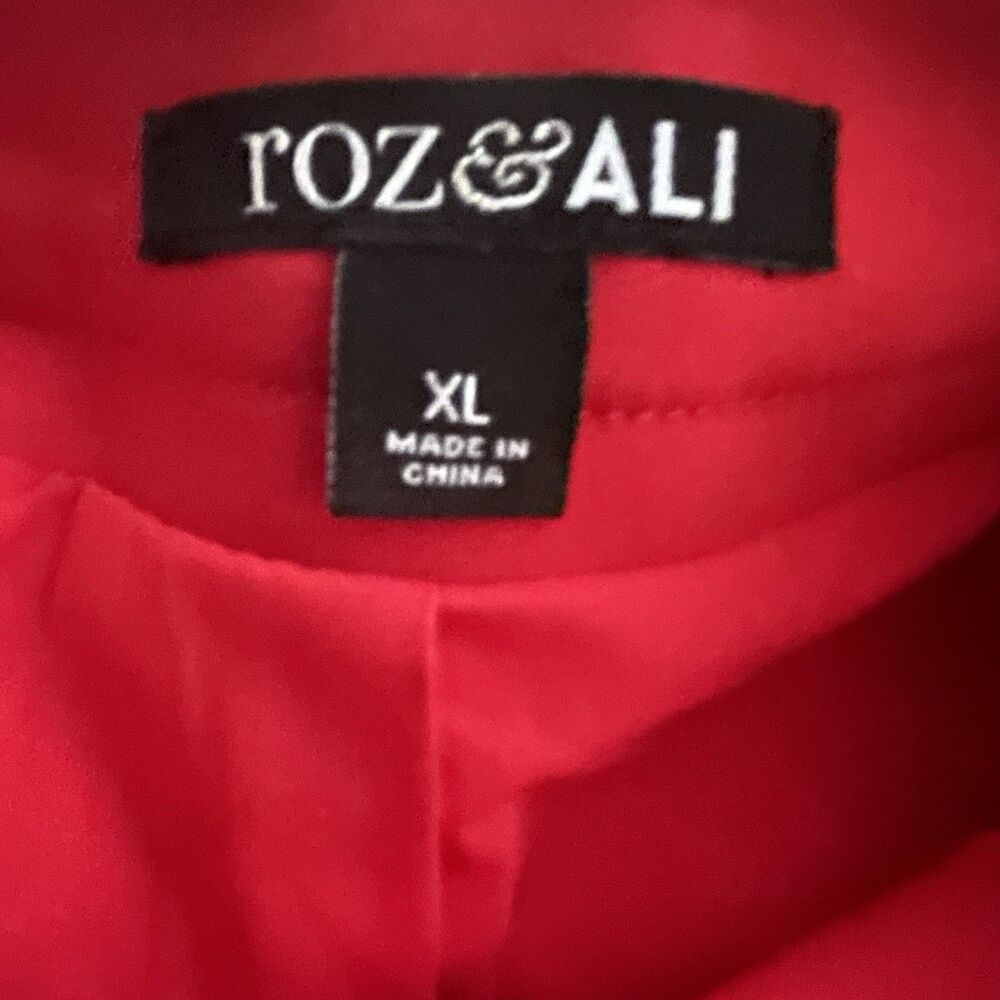 Roz & Ali Women’s Red 3/4 Sleeve Blazer Size XL with Silver Accents Career Artsy - Picture 8 of 9